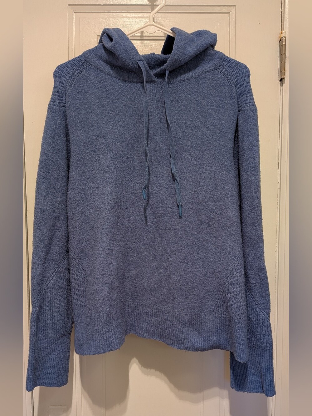 Dusty Blue Crewneck Knit Hoodie Sweater